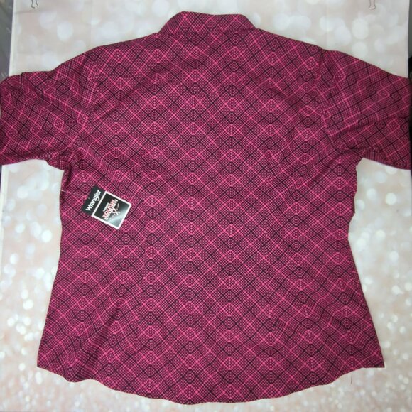 Wrangler Women’s Western Shirt 3XL Pink Black Breast Cancer Awareness Pearl Snap - Picture 11 of 11